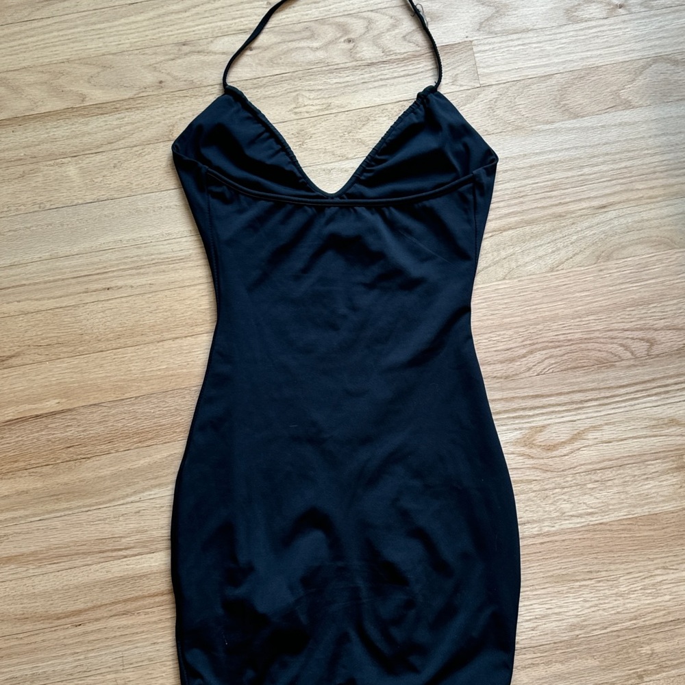 Cotton On black mini haulter dress with straps